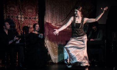 A flamenco dancer performing on stage.