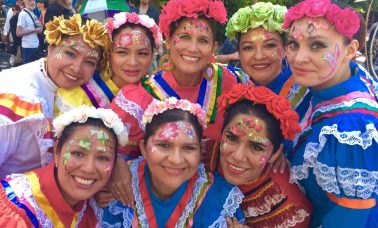 A dance group in traditional costume